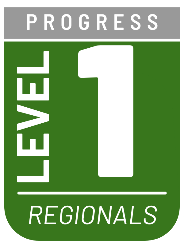 graphic with text Level 1, Progress, Regionals