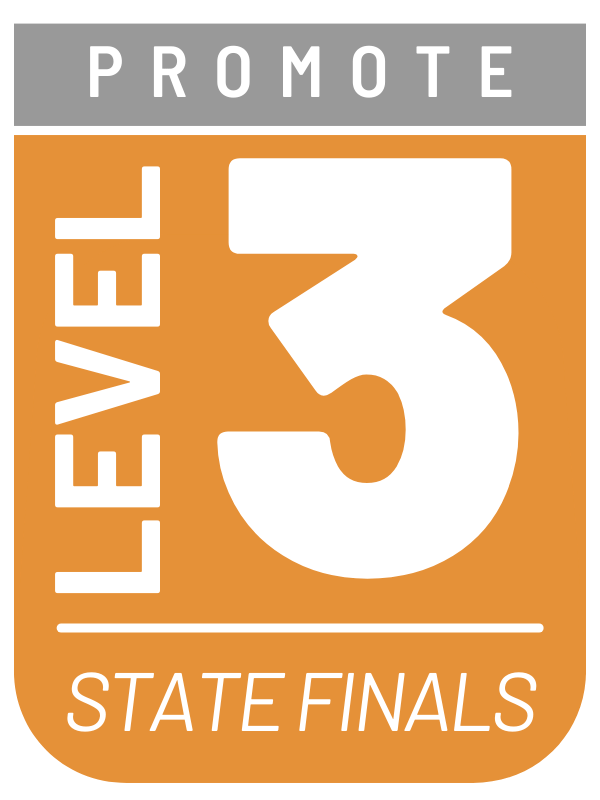graphic with text Level 3, Promote, State Finals