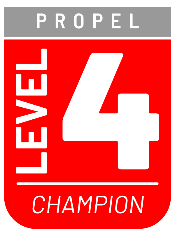 graphic with text Level 4, Propel, Champions