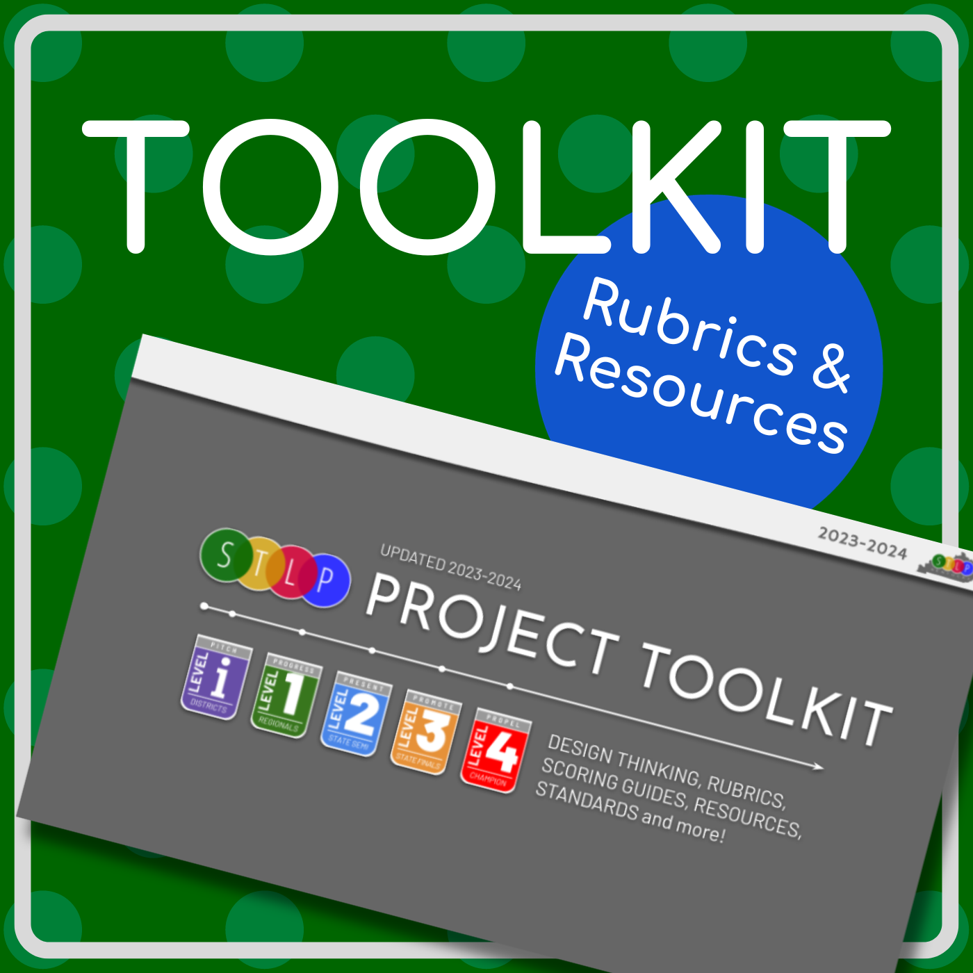 Graphic with words: Toolkit