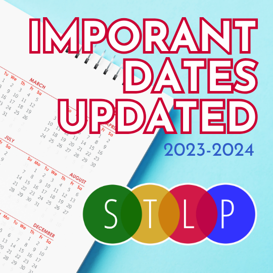 Important dates graphic with a calendar and the STLP Logo