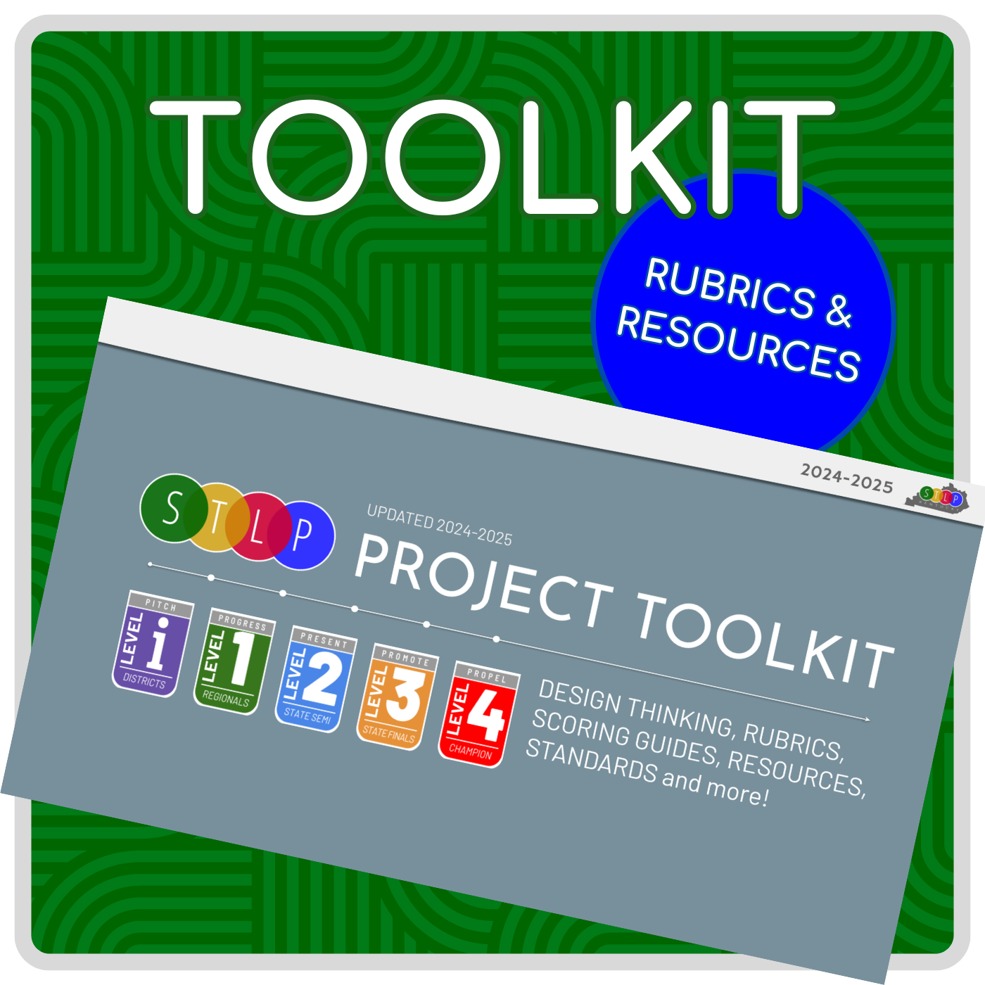 Graphic with words: Toolkit